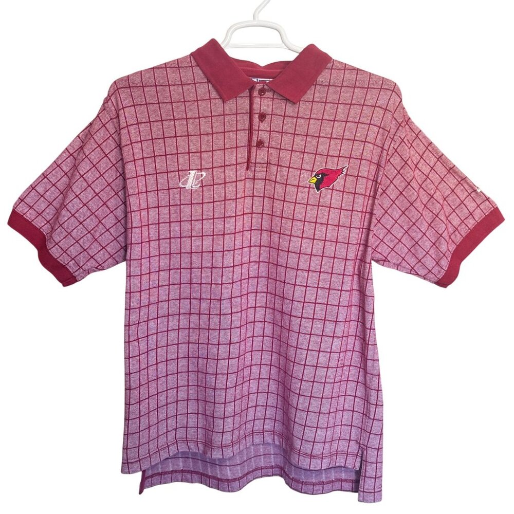 Logo Athletic NFL Pro Line Polo Mens L Red Cardinals Vintage 90s Cotton Grid Pa